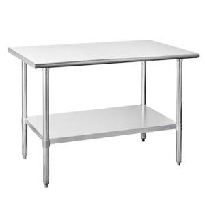 HALLY Stainless Steel Table for Prep & Work 30 x 48 Inches, NSF Commercial Heavy Duty Table with Undershelf and Galvanized Legs for Restaurant, Home and Hotel