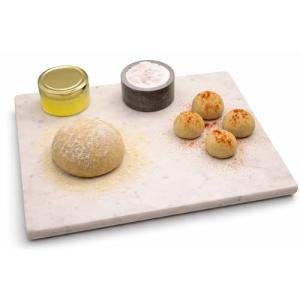 KC KULLICRAFT Marble Cheese Pastry Board 16" x 12" Marble Cutting Board, Marble Serving Tray for Pastries, Bread, Pizza, Carrara White