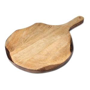 GoCraft Round Wooden Cutting Board | Mango Wood Pizza Peel | Chopping, Prep, Serve Board | Charcuterie Platter - 16" x 11"