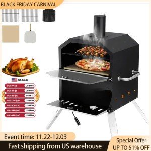 Wood-Fired Outdoor Pizza Oven with Stone