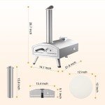 12-Inch Portable Wood-Fired Pizza Oven for Outdoors
