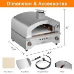 Outdoor Propane Pizza Oven with 13" Stone