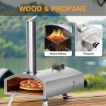 Portable Multi-Fuel Outdoor Pizza Oven with Rotatable Stone