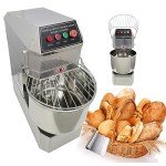 INTBUYING Stand Dough Mixer 30QT Capacity Double Action Spiral Stand Mixer with Double Speeds 304 Stainless Steel Commercial Dough Pizza Kneading Machine for Restaurant Bakeries Pizzeria