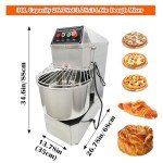 INTBUYING Stand Dough Mixer 30QT Capacity Double Action Spiral Stand Mixer with Double Speeds 304 Stainless Steel Commercial Dough Pizza Kneading Machine for Restaurant Bakeries Pizzeria