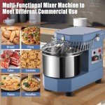Garvee Commercial Dough Mixer 8.5Qt, 450W Dual Rotating Dough Kneading Machine with Food-grade Stainless Steel Bowl, Security Shield & Timer, Electric Spiral Mixer for Restaurant Bakery Pizzeria