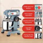 Towallmark Commercial Food Mixer, Commercial Mixer 10QT 450W with Stainless Steel Bowl, 130/233/415RPM 3 Speed Heavy Duty Stand Food Mixer Commercial for Bakery Pizzeria Restaurant