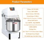INTSUPERMAI 21Qt Commercial Stand Mixer 20L Dough Mixer Dough Kneading Machine Bread Spiral Mixer Double -speed Double-acting 1.5KW 110V