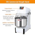 INTSUPERMAI 21Qt Commercial Stand Mixer 20L Dough Mixer Dough Kneading Machine Bread Spiral Mixer Double -speed Double-acting 1.5KW 110V