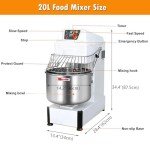 INTSUPERMAI 21Qt Commercial Stand Mixer 20L Dough Mixer Dough Kneading Machine Bread Spiral Mixer Double -speed Double-acting 1.5KW 110V