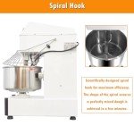 INTSUPERMAI 21Qt Commercial Stand Mixer 20L Dough Mixer Dough Kneading Machine Bread Spiral Mixer Double -speed Double-acting 1.5KW 110V