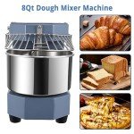 Towallmark Commercial Dough Mixer, 8QT Stainless Steel Bowl, 450W Dual Rotating Dough Kneading Machine with Safety Shield,for Restaurant, Bakeries,Pizzeria