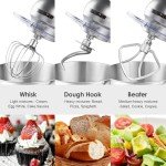 Aucma Stand Mixer,6.5-QT 660W 6-Speed Tilt-Head Food Mixer, Kitchen Electric Mixer with Dough Hook, Wire Whip & Beater (6.5QT, Silver)