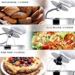 MURENKING Stand Mixer 5-QT, 6+P Speed Tilt-Head Food Mixer 300W Dough Mixer with Stainless Steel Bowl,Dough Hook,Flat Beater&Whisk Electric Kitchen Mixer for Household Baking, Anti-Slip(Pearl White)