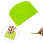 lasenersm 2 Pieces Dough Scraper Bowl Food-safe Plastic Dough Cutter Flexible Bench Multipurpose Food Scrappers for Bread Dough Cake Fondant Icing, White, Green