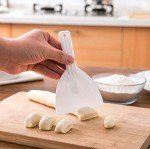 2Pcs Kitchen Plastic Scraper with Handle Dough Pastry Scraper Cutter Baking Cake Cream Chocolate Trimming Scraper Spatula Pizza Cutter for Bread Dough Cake Fondant Icing, White