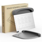 Bench Scraper Dough Cutter Tool - Bowl Pastry Scraper for Bread Cake Pizza, Bench Knife Kitchen Dough Scraper for Baking, Stainless Steel Food Scraper with Grip Handles & Measuring Scale, Grey
