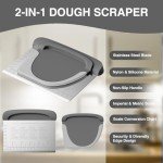 Bench Scraper Dough Cutter Tool - Bowl Pastry Scraper for Bread Cake Pizza, Bench Knife Kitchen Dough Scraper for Baking, Stainless Steel Food Scraper with Grip Handles & Measuring Scale, Grey