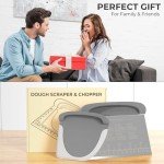 Bench Scraper Dough Cutter Tool - Bowl Pastry Scraper for Bread Cake Pizza, Bench Knife Kitchen Dough Scraper for Baking, Stainless Steel Food Scraper with Grip Handles & Measuring Scale, Grey