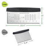 HULISEN Large Bench Scraper for Baking, 10 inch Dough Pastry Scraper with Measuring Scale, Stainless Steel Cake Scraper, Pizza Cutter, Food Chopper, Bread Separator Knife