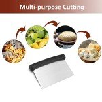 Bench Scraper Cutter, Stainless Steel Multipurpose Cutting Kitchen Tool Chopper for Dough Pastry Baking Pasta Pizza, Basic Version