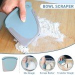 2 IN 1 Upgrade Bench Scraper, Dough Scraper for Pastry Bread Cake Pizza, Sharp Stainless Steel Dough Cutter with Conversion Chart & Measuring Scale, Bowl Scraper Food Scraper for Kitchen Baking, Blue