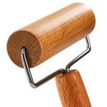 Hiceeden Set of 2 Pizza Dough Roller & Dough Docker, Stainless Steel Dough Hole Maker Puncher Wooden Rolling Pin for Pizza, Cookie, Pie, Pastry, Bread, Crust