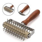 Hiceeden Set of 2 Pizza Dough Roller & Dough Docker, Stainless Steel Dough Hole Maker Puncher Wooden Rolling Pin for Pizza, Cookie, Pie, Pastry, Bread, Crust