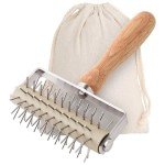 JuyVerq Pizza Dough Docker, Professional Dough Roller with Stainless Steel Spikes Wood Handle, Sturdy Pizza Docking Tool for Home & Commercial Kitchen, Time-Saver for Making Pizza Pie Pastry Bread