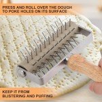 JuyVerq Pizza Dough Docker, Professional Dough Roller with Stainless Steel Spikes Wood Handle, Sturdy Pizza Docking Tool for Home & Commercial Kitchen, Time-Saver for Making Pizza Pie Pastry Bread