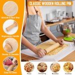 Wooden Rolling Pins for Baking, Small Dough Roller with Handle, Stainless Steel Pastry Blender Set with Pizza Dough Roller Docker, Pastry Cutter, Dough Cutter, Baking Mat, for Home Kitchen Cooking