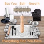 JuyVerq Pizza Dough Docker, Professional Dough Roller with Stainless Steel Spikes Wood Handle, Sturdy Pizza Docking Tool for Home & Commercial Kitchen, Time-Saver for Making Pizza Pie Pastry Bread