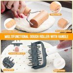 Wooden Rolling Pins for Baking, Small Dough Roller with Handle, Stainless Steel Pastry Blender Set with Pizza Dough Roller Docker, Pastry Cutter, Dough Cutter, Baking Mat, for Home Kitchen Cooking
