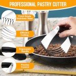 Wooden Rolling Pins for Baking, Small Dough Roller with Handle, Stainless Steel Pastry Blender Set with Pizza Dough Roller Docker, Pastry Cutter, Dough Cutter, Baking Mat, for Home Kitchen Cooking