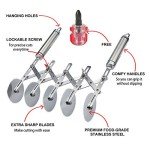 5 Wheel Pastry Cutter Stainless Pizza Slicer Multi-Round Dough Cutter Roller Cookie Pastry Knife Divider with Handle