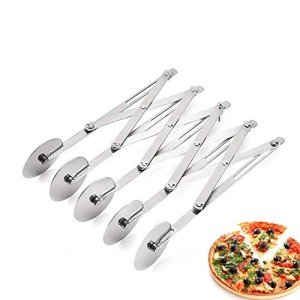XIZHI Stainless Steel 5 Wheel Pastry Cutter, Adjustable Baking Cutter Roller, Cookie Dough Cutter Divider, Pizza Slicer, 9.0x2.0 inches, 0.2 kg