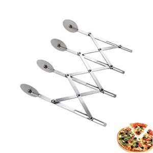 4 Wheel Stainless Steel Pastry Cutter,Expandable Pizza Slicer,Adjustable Cutter Roller Cookie Dough Cutter Divider