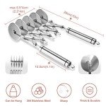 5 Wheel Pastry Cutter with Grinder Spaghetti Cutter Dough Roller Cutter Knife Stainless Steel Pizza Slicer Pasta Wheeling Cutter Attice Roller Adjustable Dough Divider with Handle