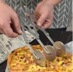 4 Wheel Stainless Steel Pastry Cutter,Expandable Pizza Slicer,Adjustable Cutter Roller Cookie Dough Cutter Divider