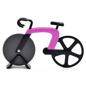 Creative Bicycle Shape Stainless Steel Pizza Cutter, Dough Divider Wheel Slicer Pizza Cutter Wheel Slicer(pink)