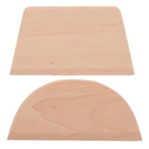 Hemoton 2pcs Dough Scraper Wooden Dough Divider Bread Scraper Cake Pastry Pizza Cutter Slicer Kitchen Utensil for Cooking Baking Semicircle Trapezoid