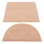 Hemoton 2pcs Dough Scraper Wooden Dough Divider Bread Scraper Cake Pastry Pizza Cutter Slicer Kitchen Utensil for Cooking Baking Semicircle Trapezoid