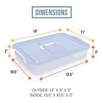 Chef Pomodoro Pizza Dough Proofing Box, 14 x 11-Inch, Pizza Dough Container, Fits 4-6 Dough Balls, Household Pizza Dough Tray With Convenient Carry Handle (Blue)