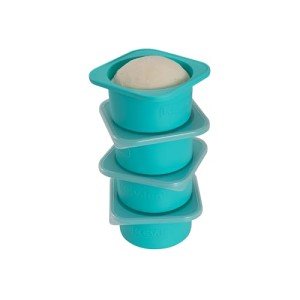 KEVJES PLUS 1000ml Pizza Dough Proofing Containers for DIY family Artisan Pizza, Food Grade Silicone Stackable Boxes with Lids, Freezer, Fridge, Dishwasher Safe,4sets(Blue)