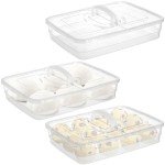 Lawei 3 Pack Pizza Dough Proofing Box, 14 x 10 Inch Dough Trays with Lid and Handle for Pizza, Stackable Pizza Bread Fermentation Storage Containers, Translucent Box with Cover Dough Tray, BPA Free