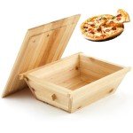 Juexica Tradition Wooden Pizza Dough Proofing Box with Lid Handle 16 x 13 Inch Pizza Dough Proofing Container Tray for Kitchen Homemade Pizza Bread Making Accessories Storage, Natural