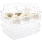 Lawei 3 Pack Pizza Dough Proofing Box, 14 x 10 Inch Dough Trays with Lid and Handle for Pizza, Stackable Pizza Bread Fermentation Storage Containers, Translucent Box with Cover Dough Tray, BPA Free