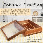 cenleoha 16”x12”Pizza Dough Proofing Box with Clear Lid, Acacia Wood Proofing Container with Silicone Spatula & Anti-slip Pads, Wooden Bread Fermentation Holder, Stackable Bread Box & Storage Bin