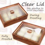 cenleoha 16”x12”Pizza Dough Proofing Box with Clear Lid, Acacia Wood Proofing Container with Silicone Spatula & Anti-slip Pads, Wooden Bread Fermentation Holder, Stackable Bread Box & Storage Bin