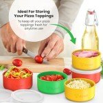 Slyced Set of 6 Silicone Pizza Dough Proofing Box – BPA-Free Silicone, Stackable, with Transparent Lid and Air Hole – Versatile Food Storage Container - Pizza Making Accessories - For 12"-16" Pizzas